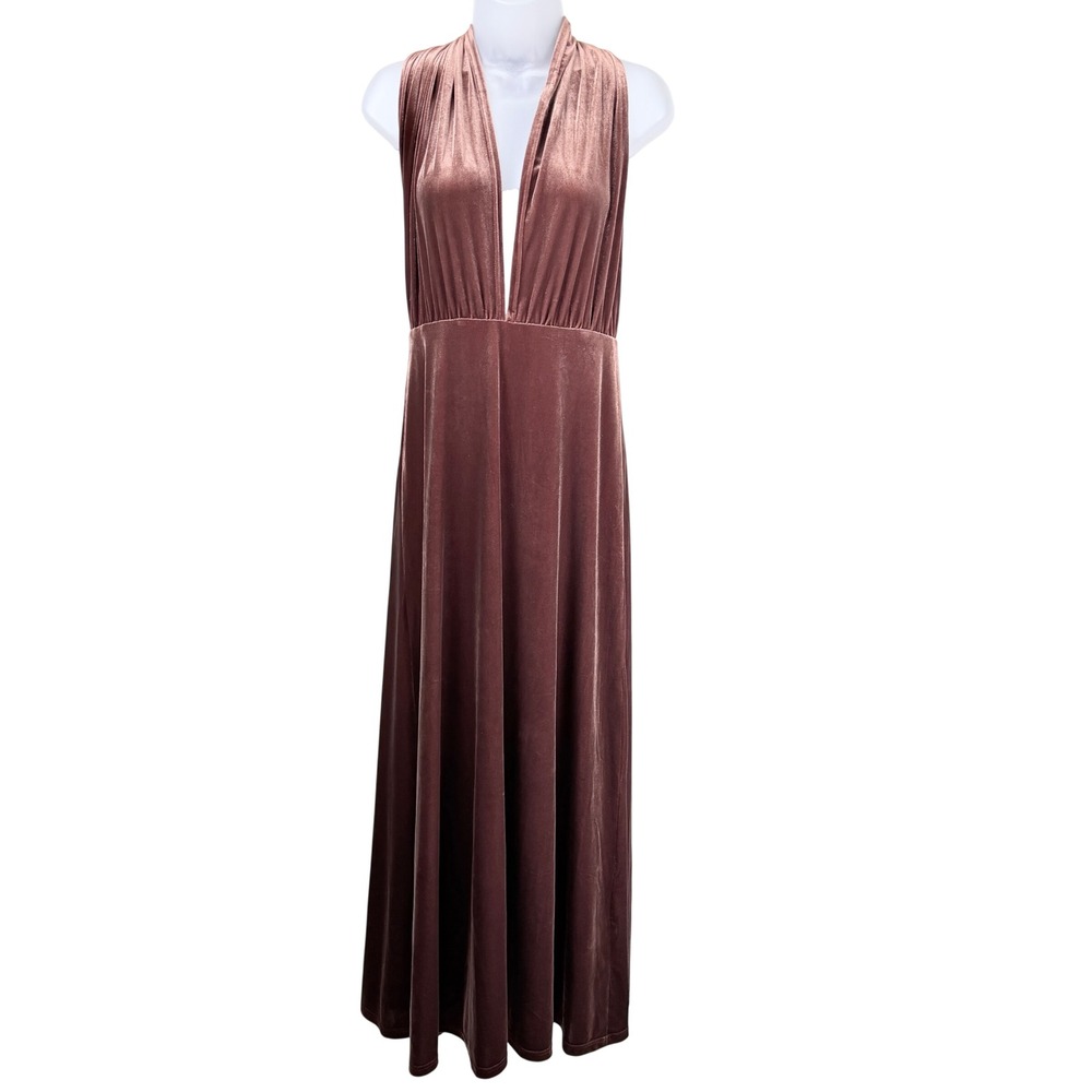Revelry Micah Convertible Velvet Maxi Dress Small Dusty Rose Bridesmaid Formal